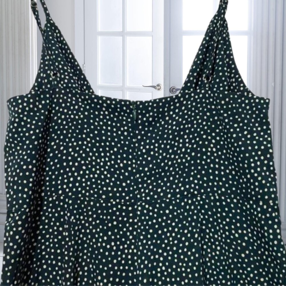 Audrey 3+1 Green Polka Dot Wide Leg Jumpsuit M Tie Front Spaghetti Strap Romper - Picture 8 of 12